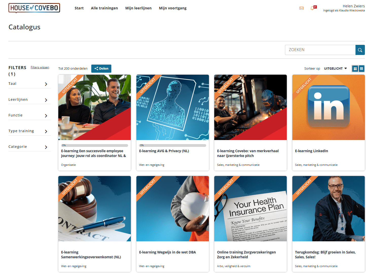 House of Covebo LMS dashboard