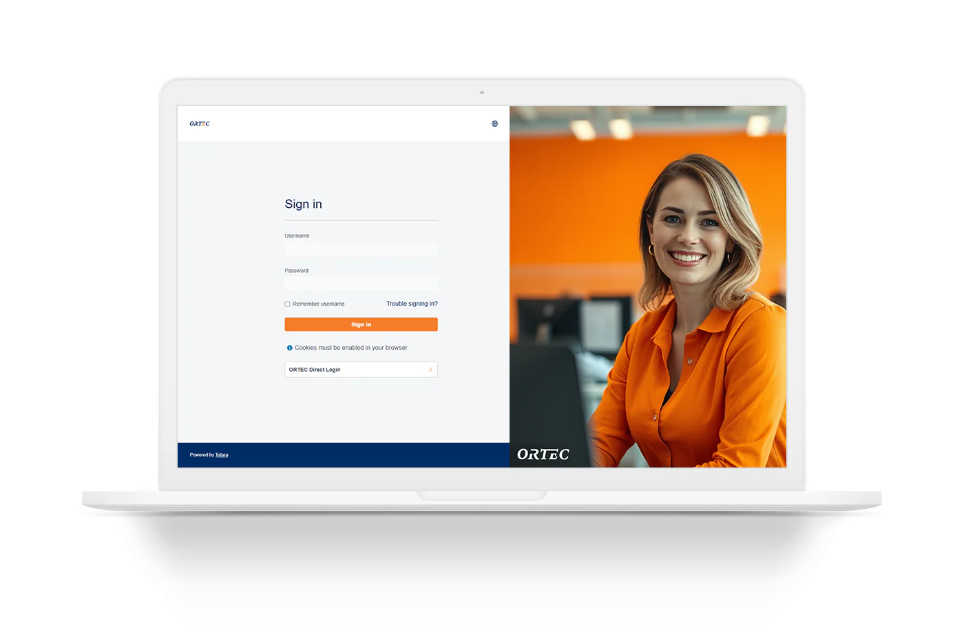 ORTEC LMS Sign-in page