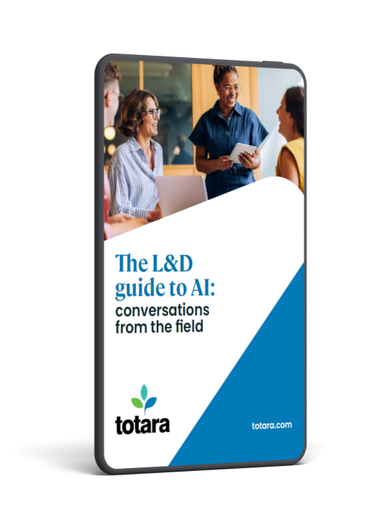The L&D Guide to AI ebook cover on a tablet