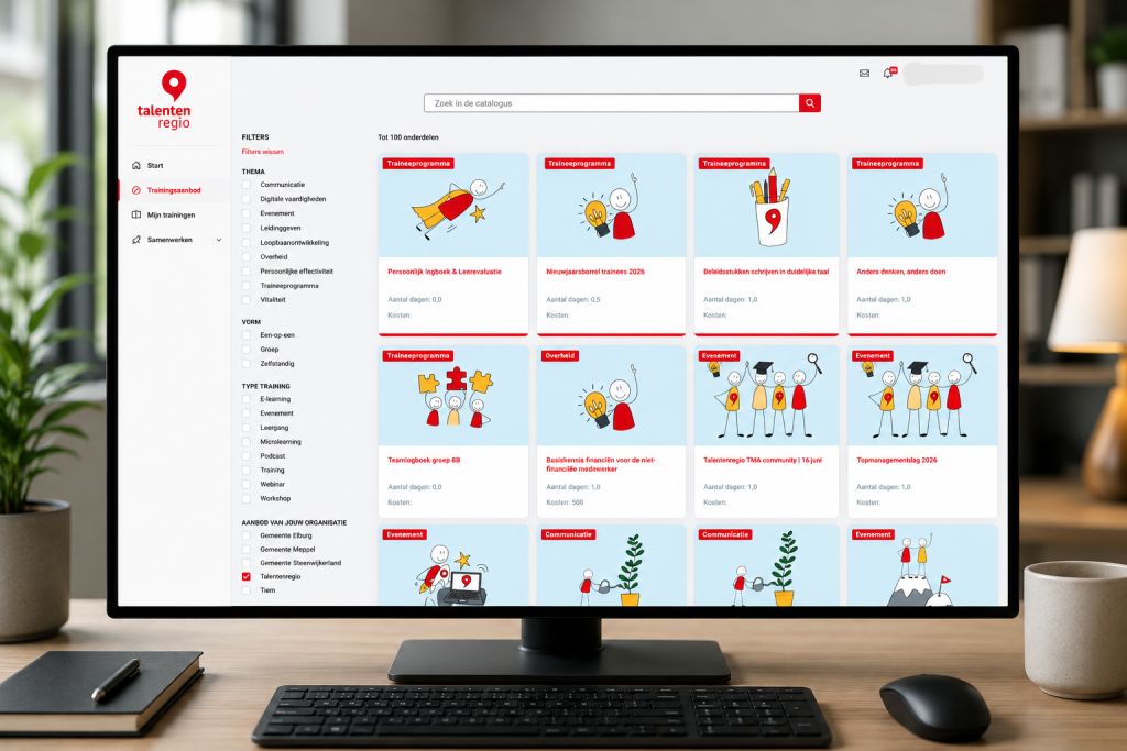 Katalogansicht im LMS von Talentenregio